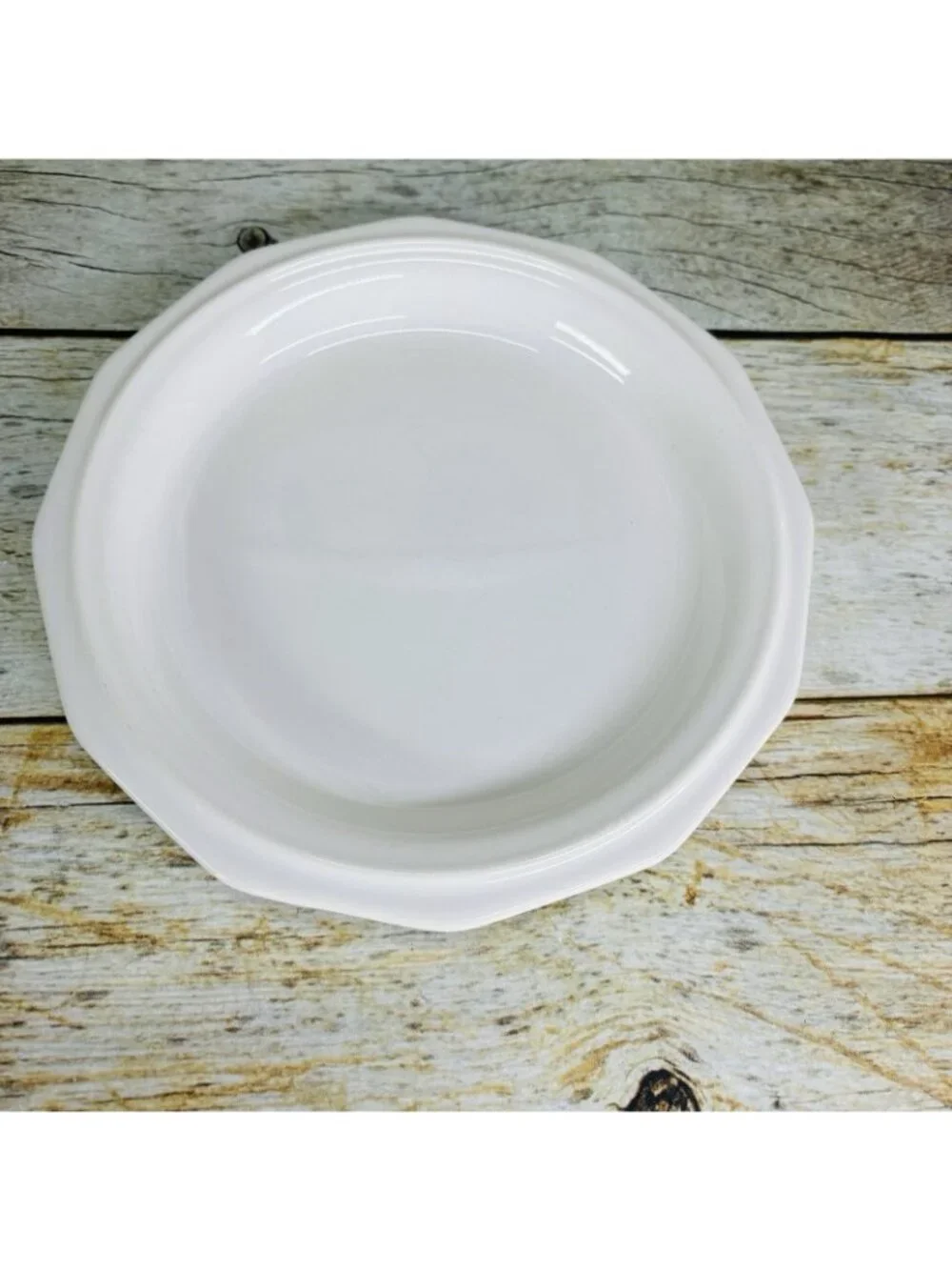 Pfaltzgraff HERITAGE WHITE Multisided Castle Mark Stoneware Salad Plates Set 6